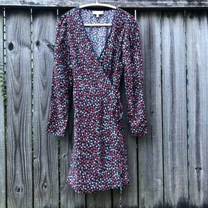 And Other Stories Strawberry Wrap Dress Size 4 Red Green Long Sleeved Mini